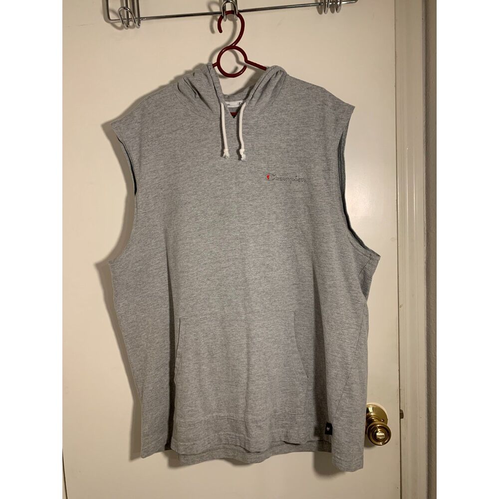 Oversized Sleeveless Gray Hoodie – 42" Chest, Drawstring Neck, Kangaroo Pocket